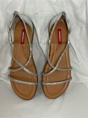 UNIONBAY Silver Rhinestone Strappy Women's Sandals
